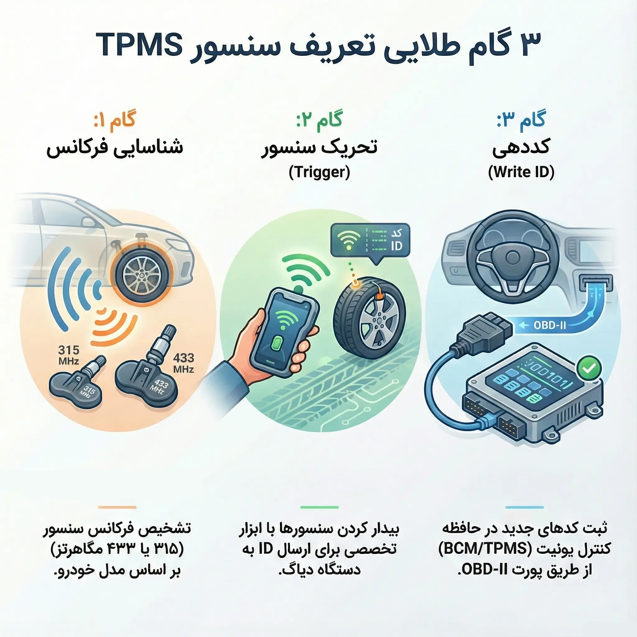 ۳ گام طلایی تعریف سنسور TPMS