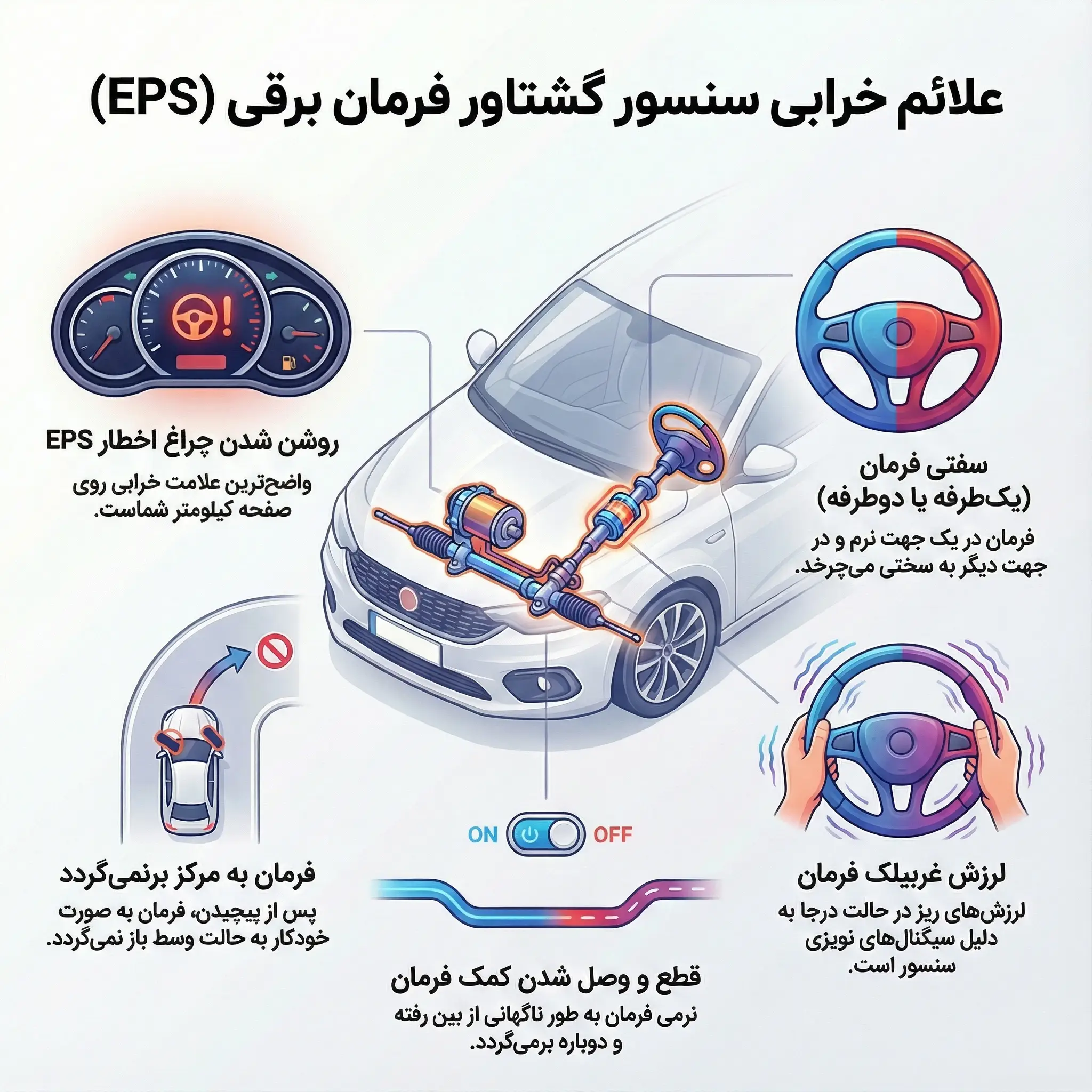 علائم خرابی سنسور گشتاور فرمان برقی