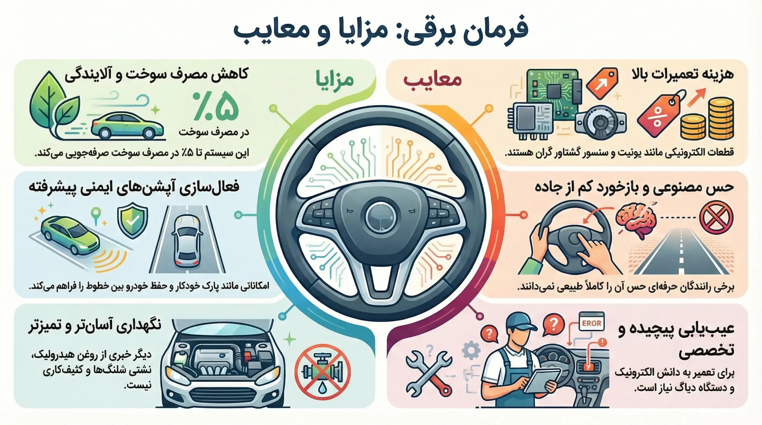 مزایا و معایب فرمان برقی