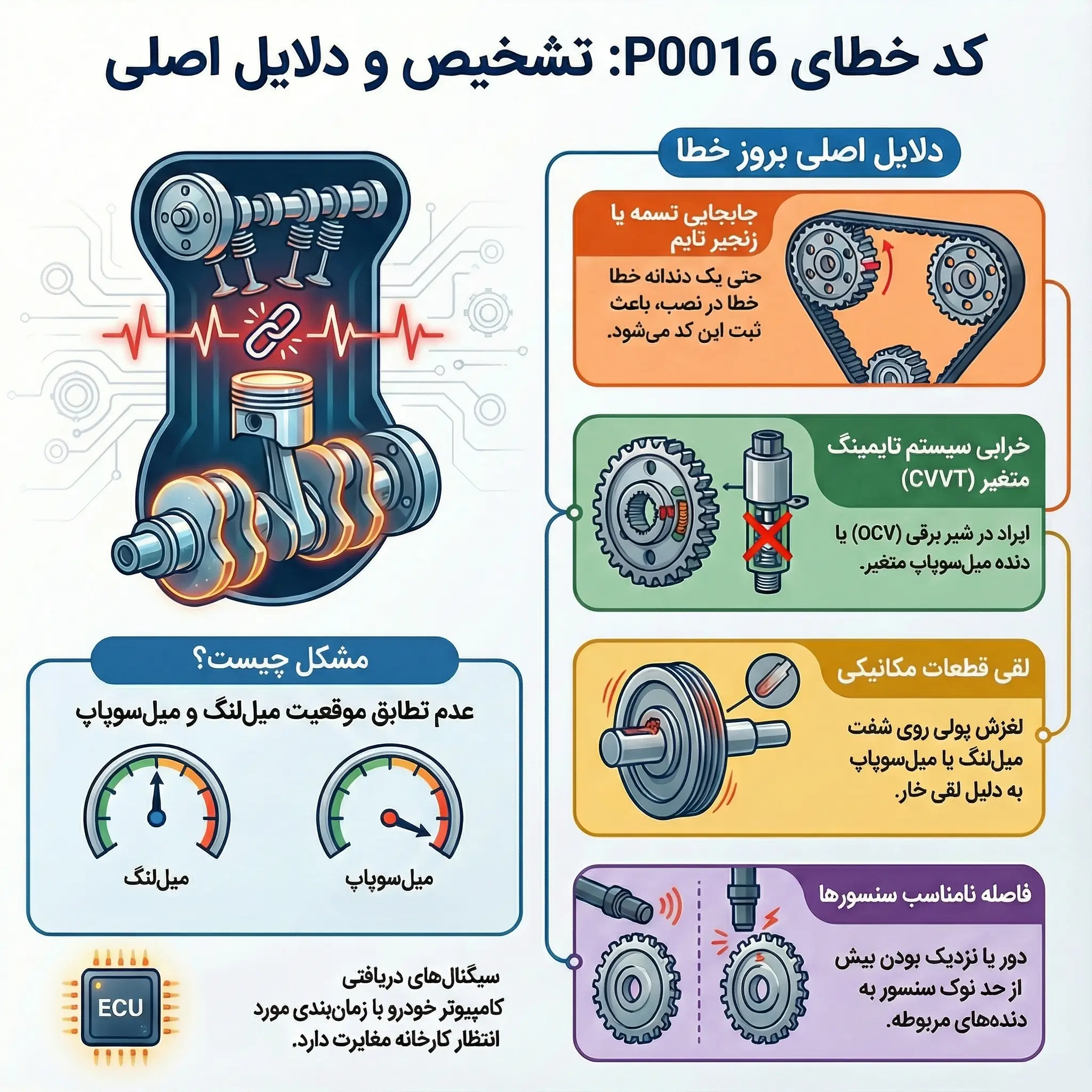 کد خطای P0016 دقیقا چیست؟
