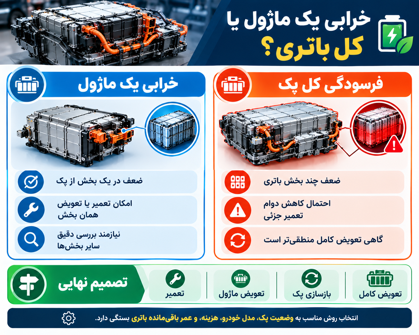 تفاوت خرابی یک ماژول با خرابی کل باتری چیست؟