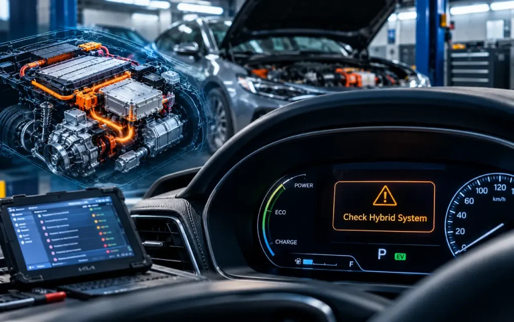 چراغ Check Hybrid System چیست؟ علت‌ها و روش عیب‌یابی