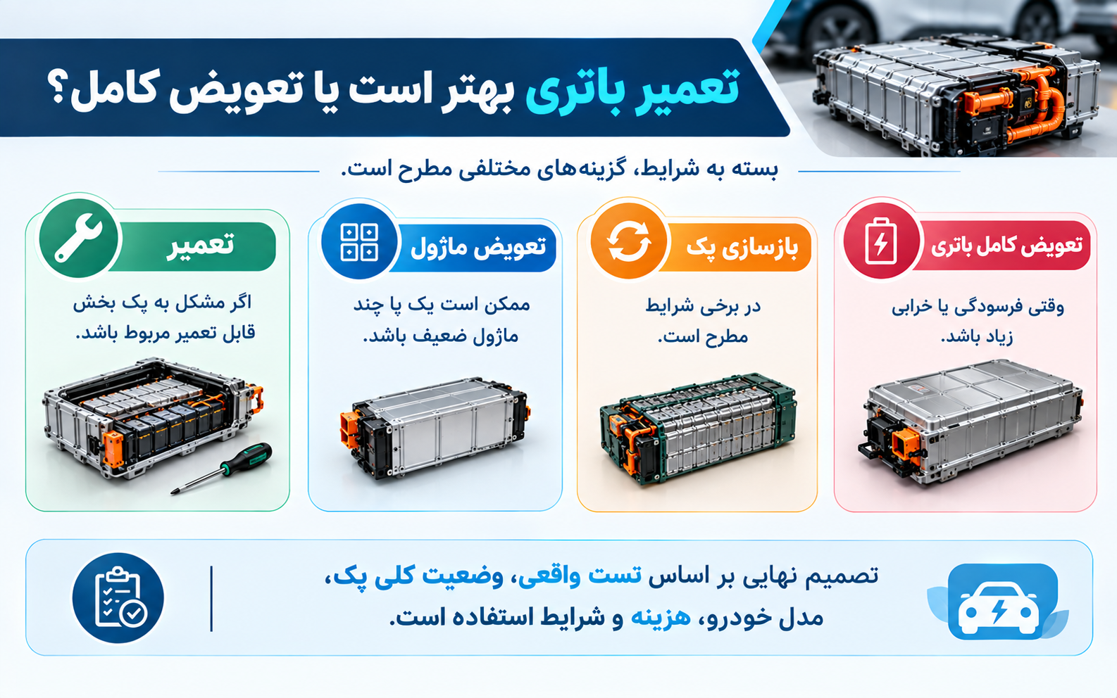 تعمیر باتری بهتر است یا تعویض کامل؟