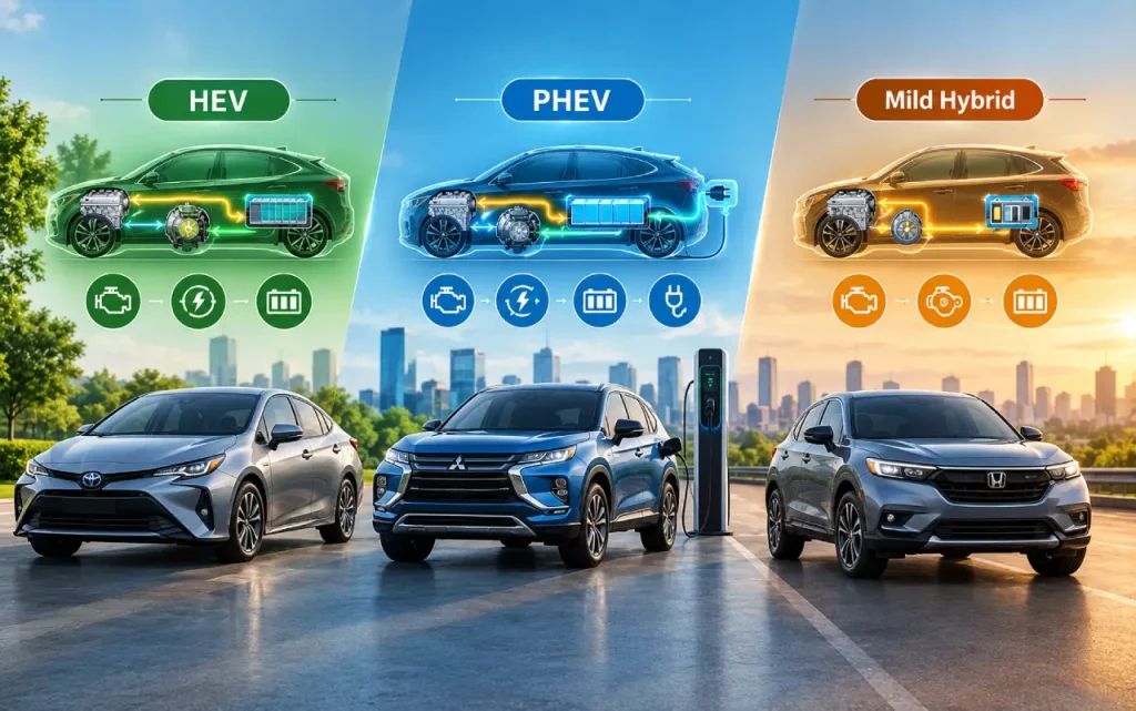انواع خودروهای هیبریدی چیست؟ تفاوت HEV، PHEV و Mild Hybrid