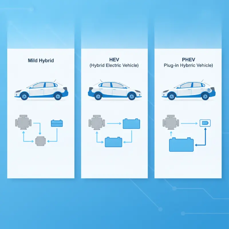 انواع خودروهای هیبریدی چیست؟ تفاوت HEV، PHEV و Mild Hybrid