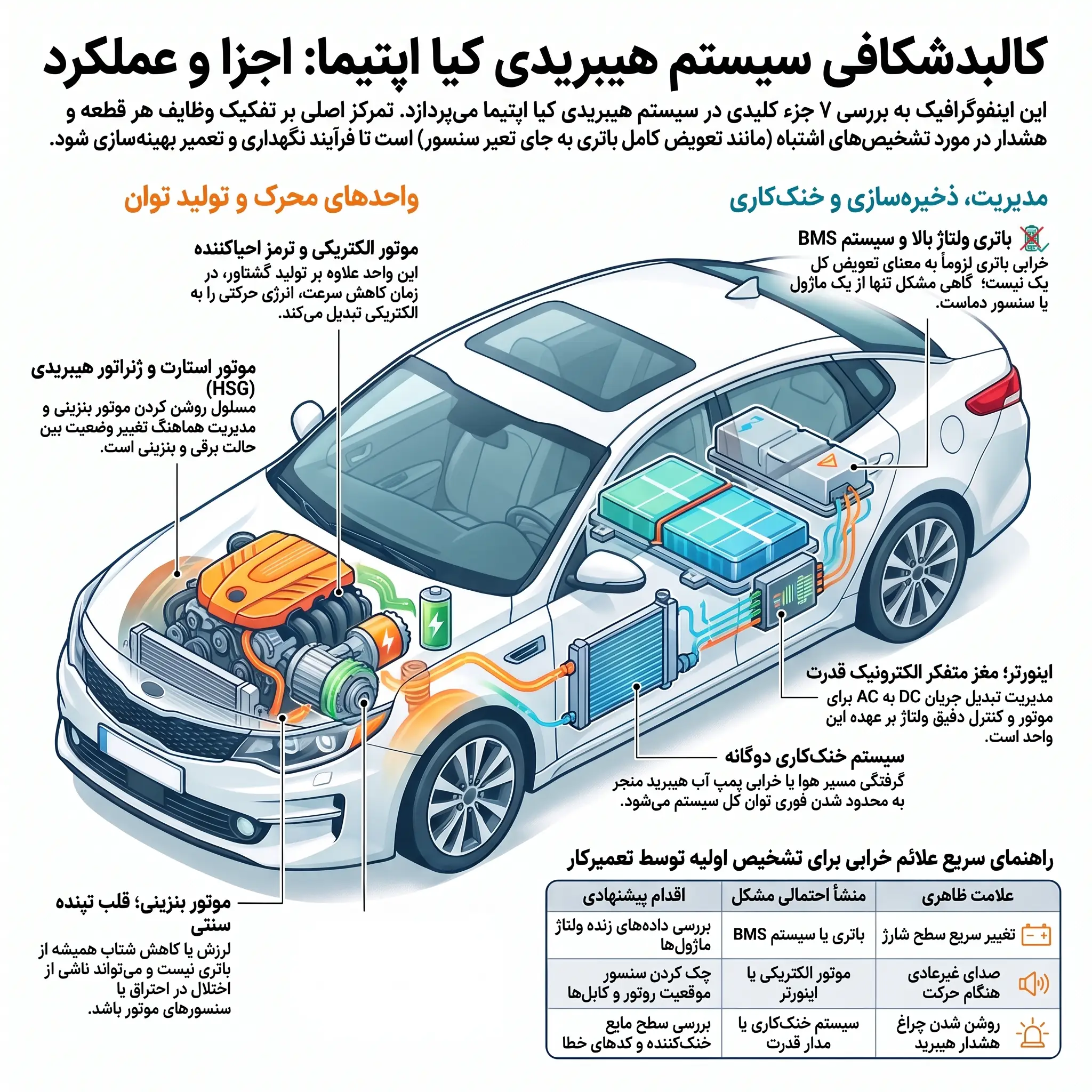 اجزای مهم سیستم هیبریدی کیا اپتیما