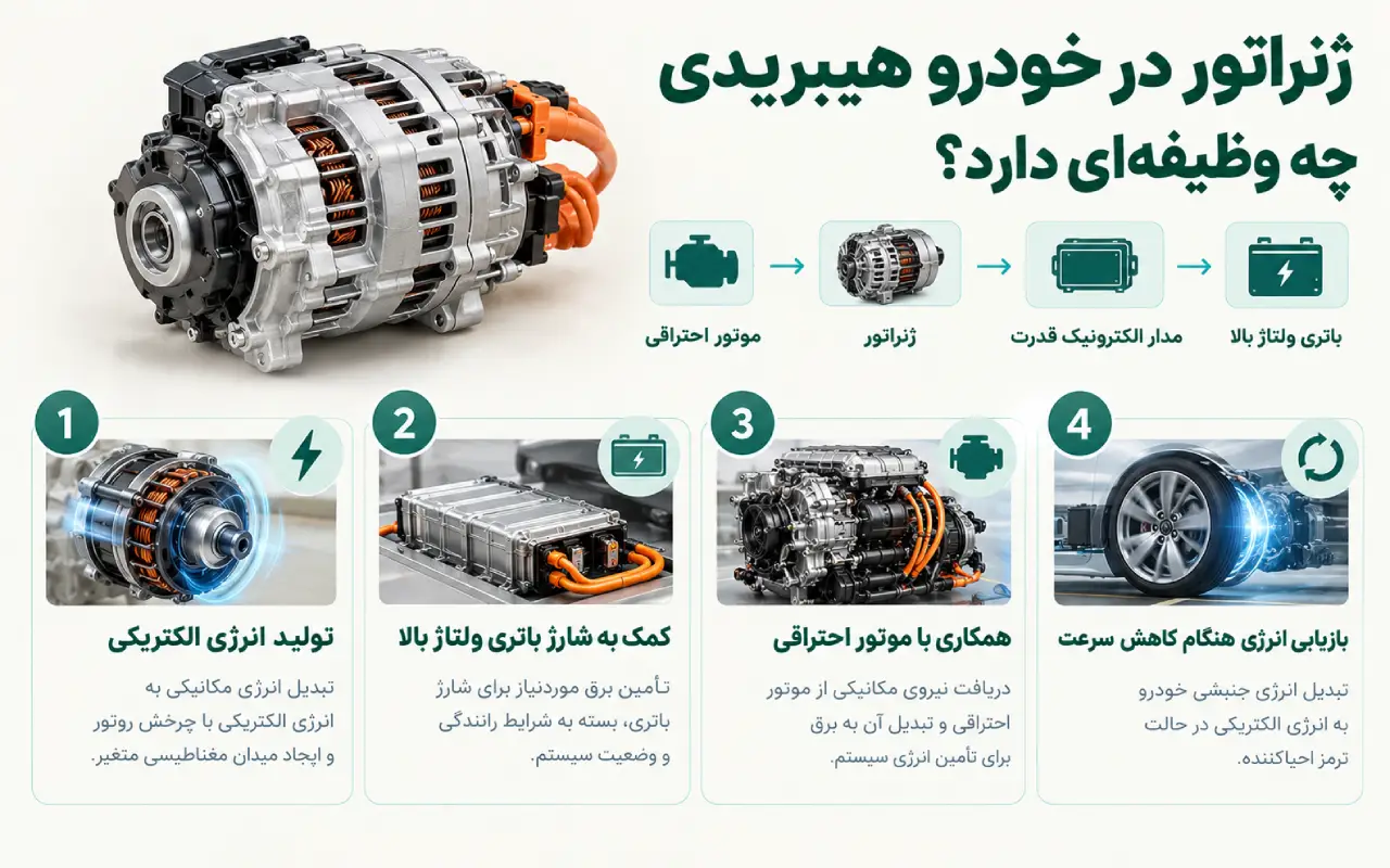 ژنراتور در خودرو هیبریدی چه وظیفه‌ای دارد؟
