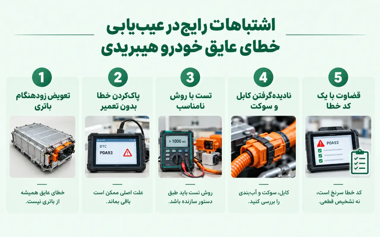 اشتباهات رایج در عیب‌یابی خطای عایق خودرو هیبریدی
