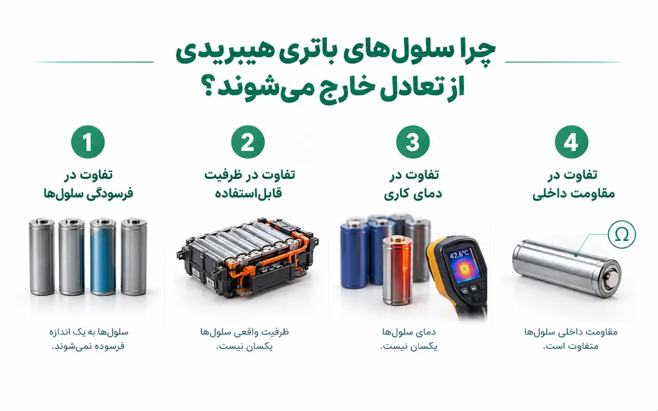 چرا سلول‌های باتری هیبریدی از تعادل خارج می‌شوند؟