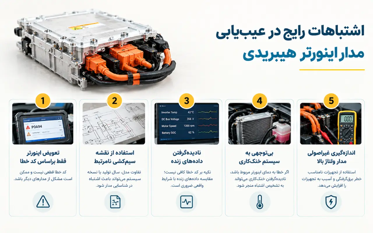 اشتباهات رایج در عیب‌یابی مدار اینورتر هیبریدی